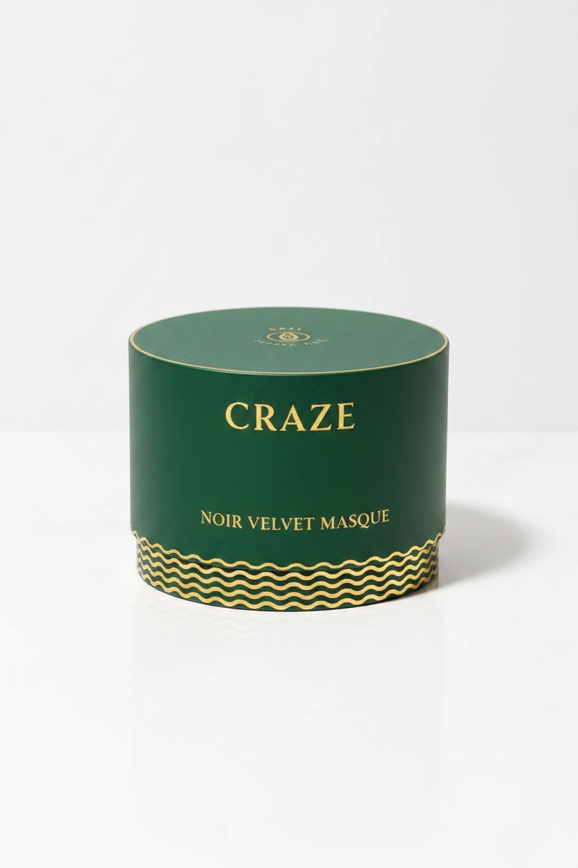 CRAZE Noir Velvet Masque - Packaging Box Angled View