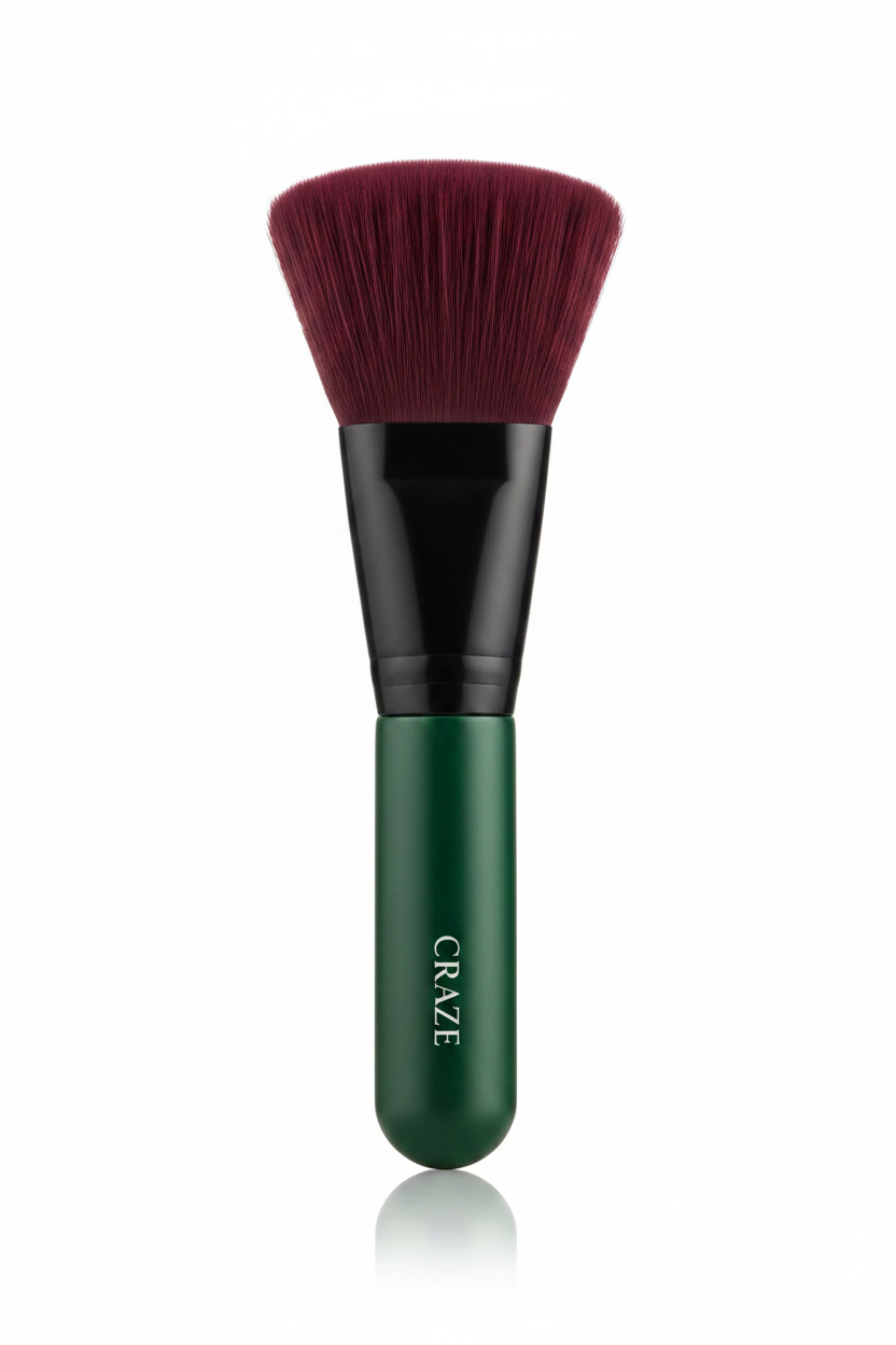 CRAZE Velvet Precision Masque Brush standing upright on white background