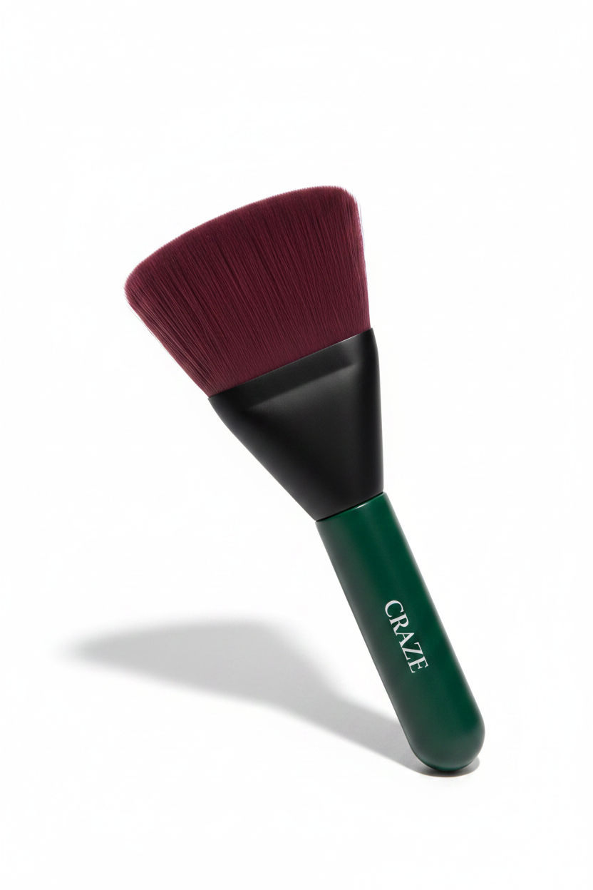CRAZE Velvet Precision Masque Brush angled showing burgundy bristles
